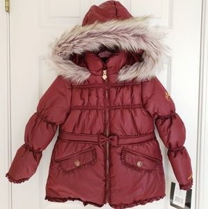 🆕️ London Fog Child's Hooded Puffer Jacket Wine